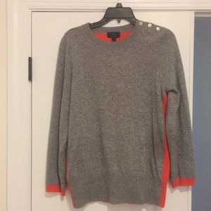 Jcrew color block sweater with leather patches